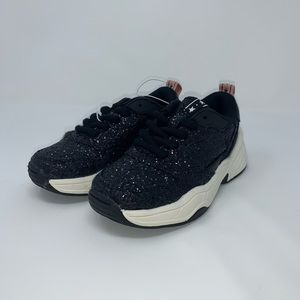 ZARA Girl Kids Black GLITTER SNEAKERS